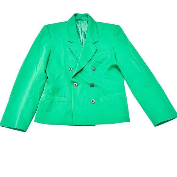 St. Michael Wool Blend Bright Green 3-Button Blazer Size 10 - Picture 2 of 5